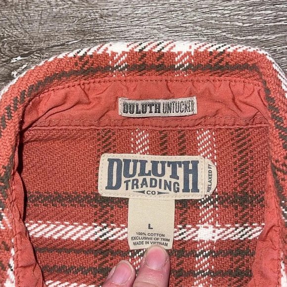 Duluth trading  orange heavy weight plaid shacket size large Duluth untuck - Picture 4 of 8